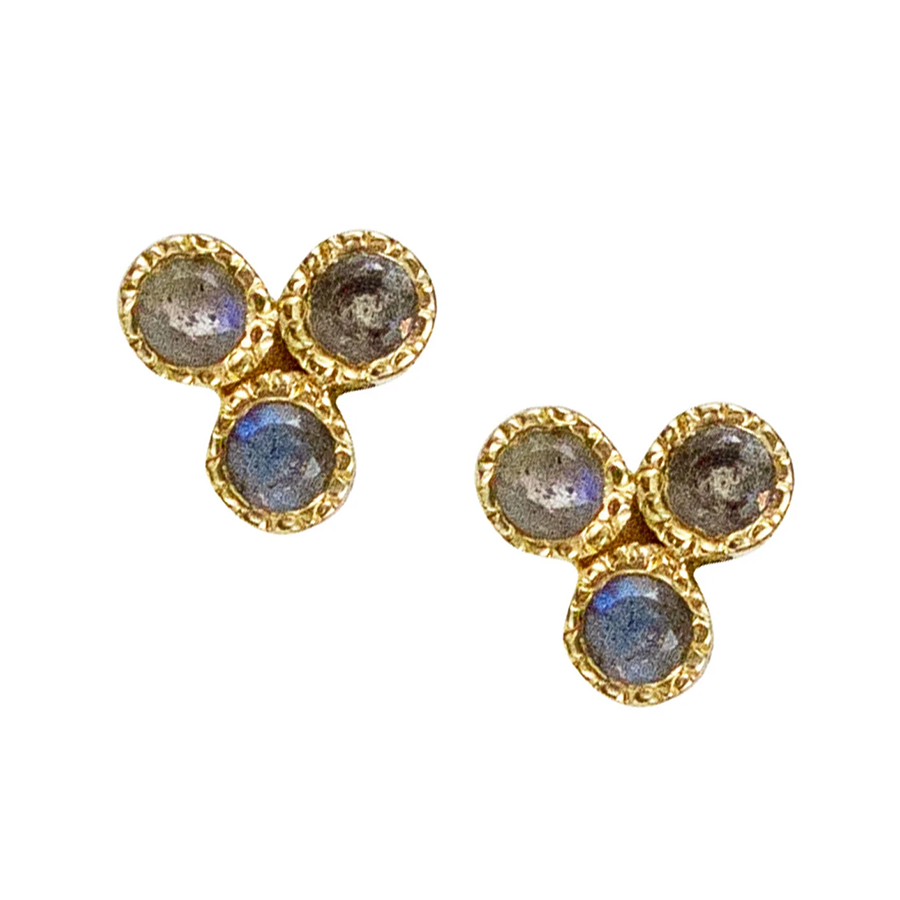 Vermeil Trifecta Gemstone Studs