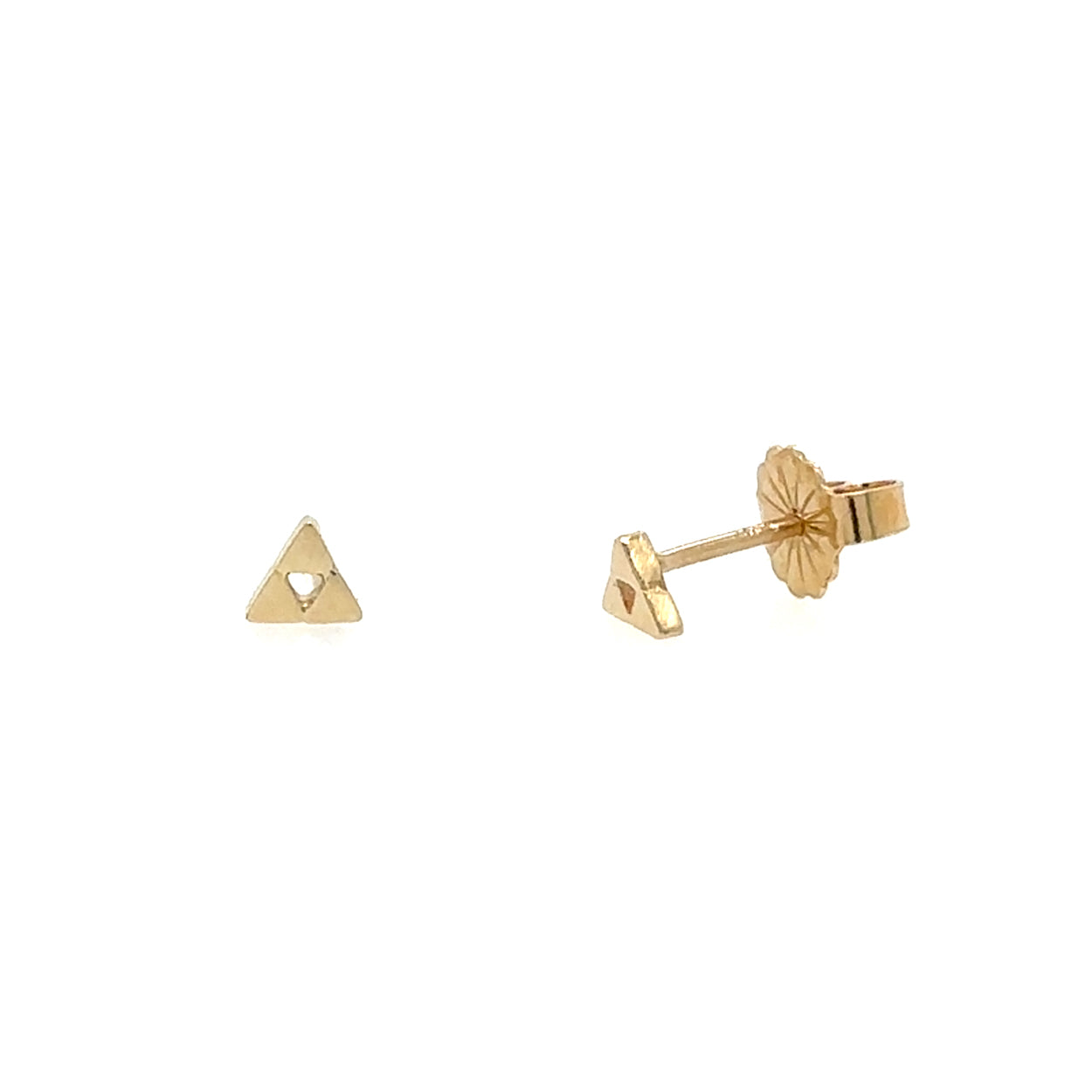 10k Tiny Trine Triangle Stud