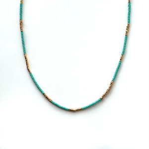 17" Turquoise Seed Bead Necklace - Vermeil