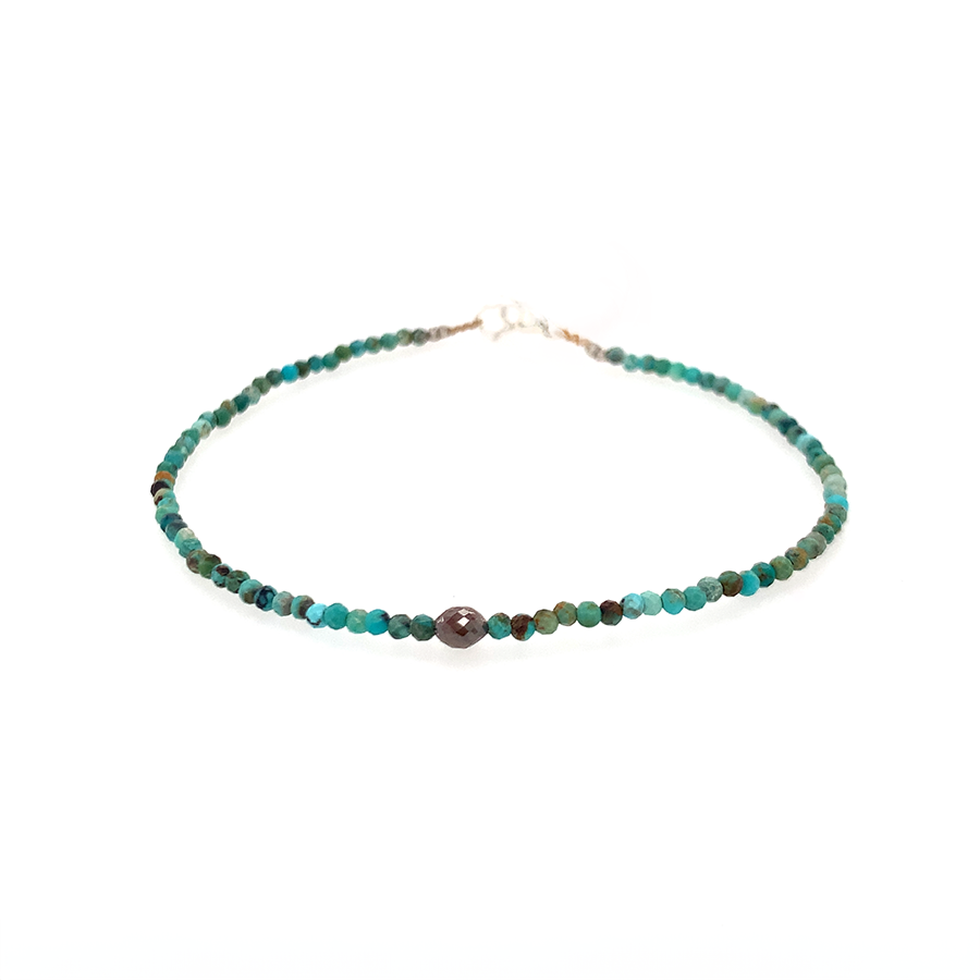 Turquoise + Rustic Diamond Strand Bracelet