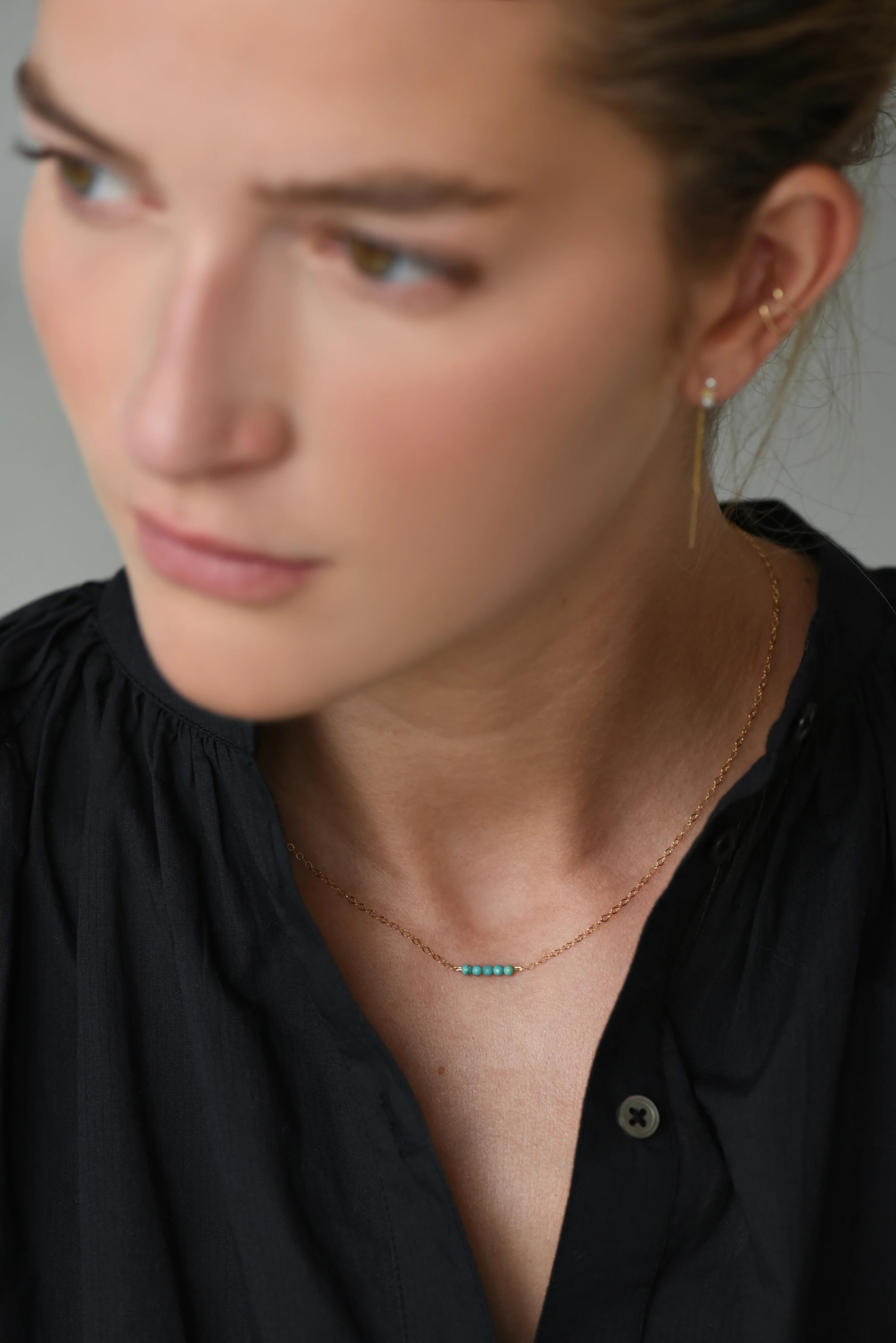 Beaded Bar Turquoise Necklace