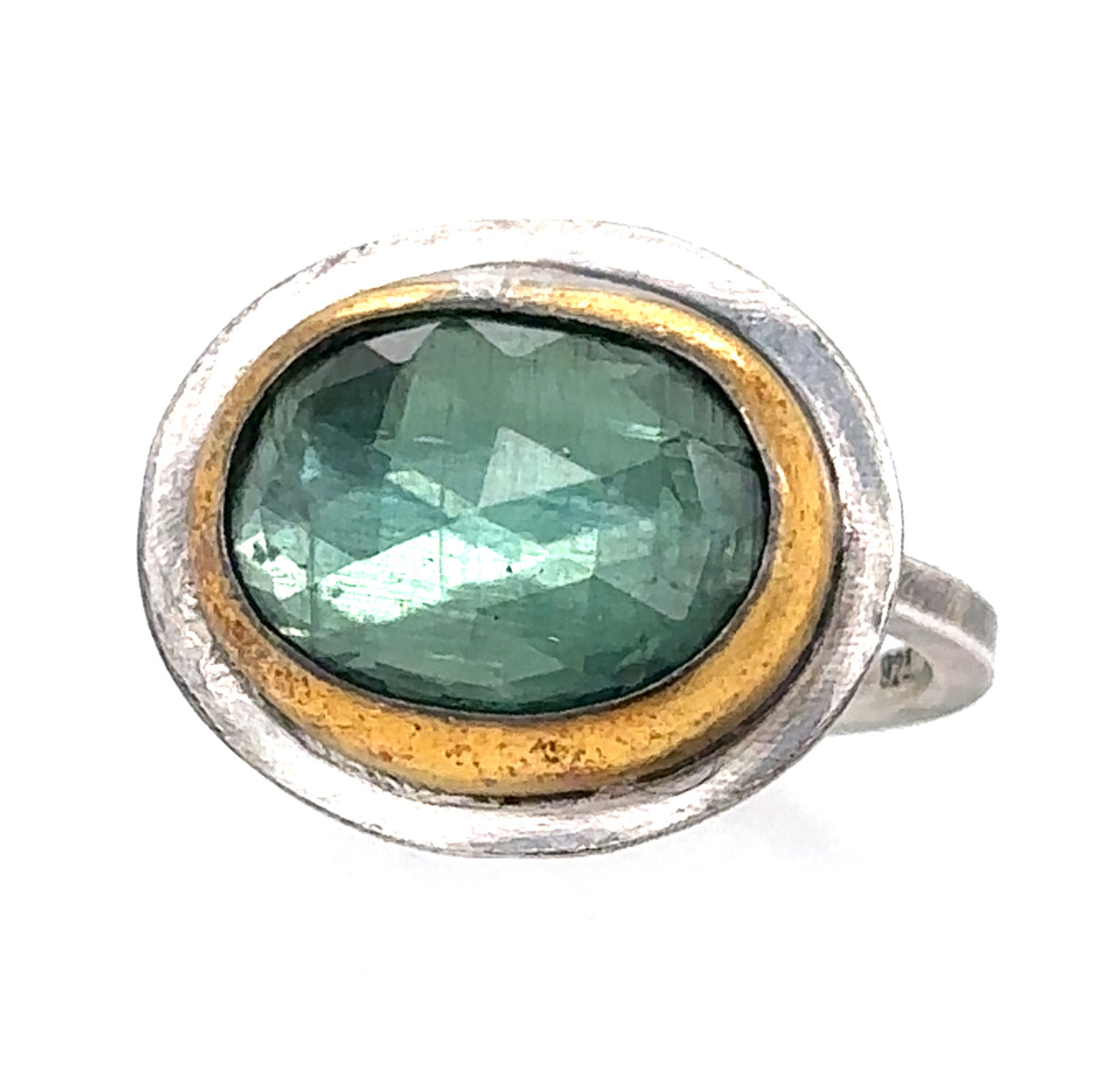 Verdigris Green Kyanite Keum-Boo Rim Ring