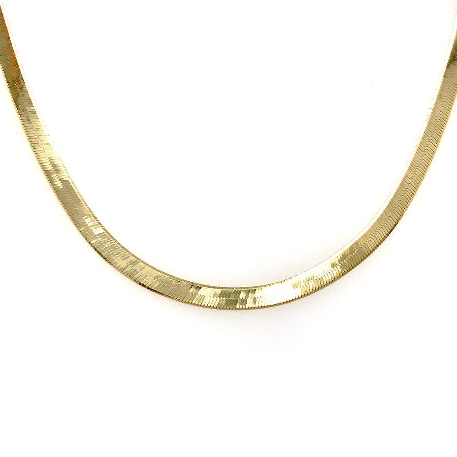 14k Wide Herringbone Chain Necklace
