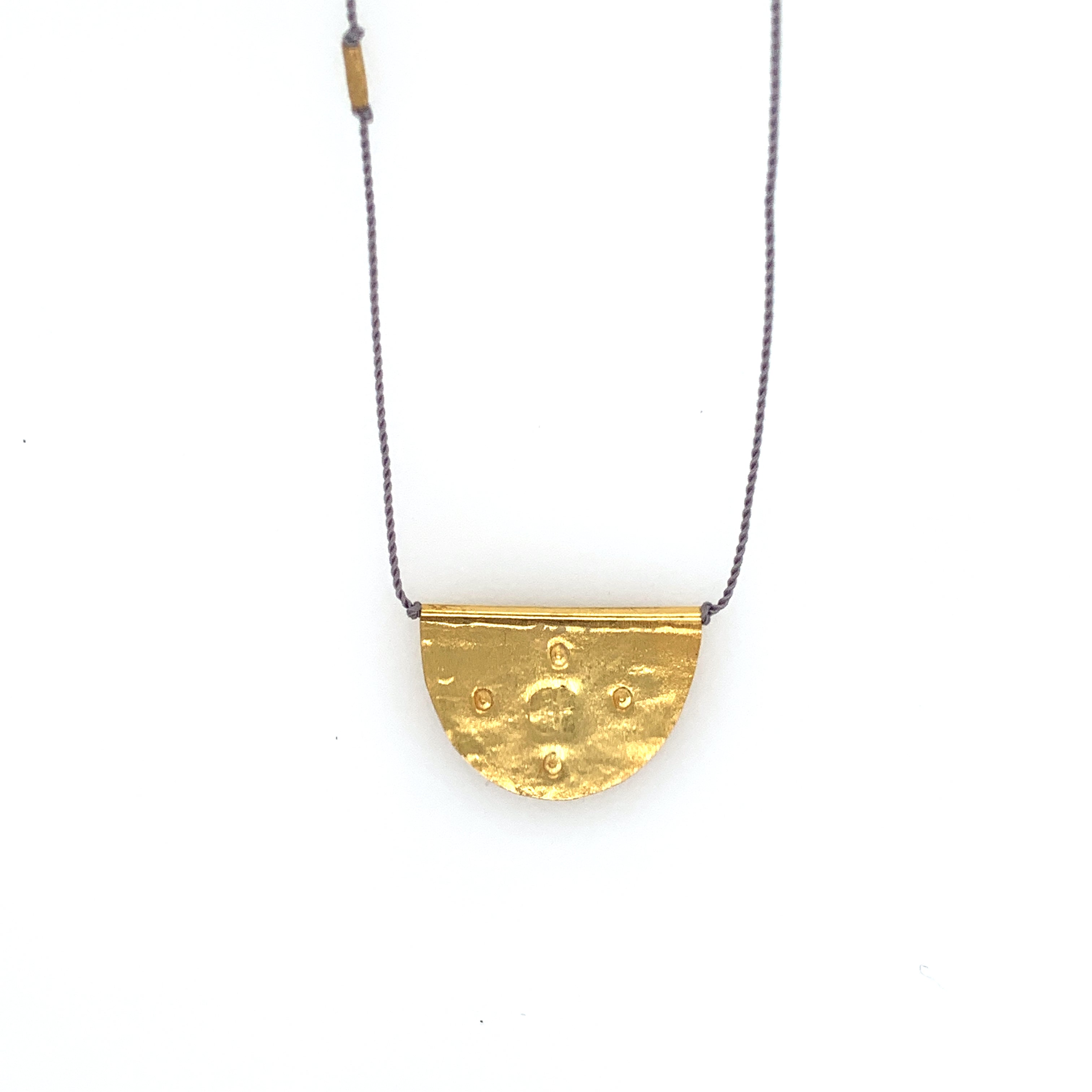 Large Halfmoon Talisman Necklace on Grey Nylon