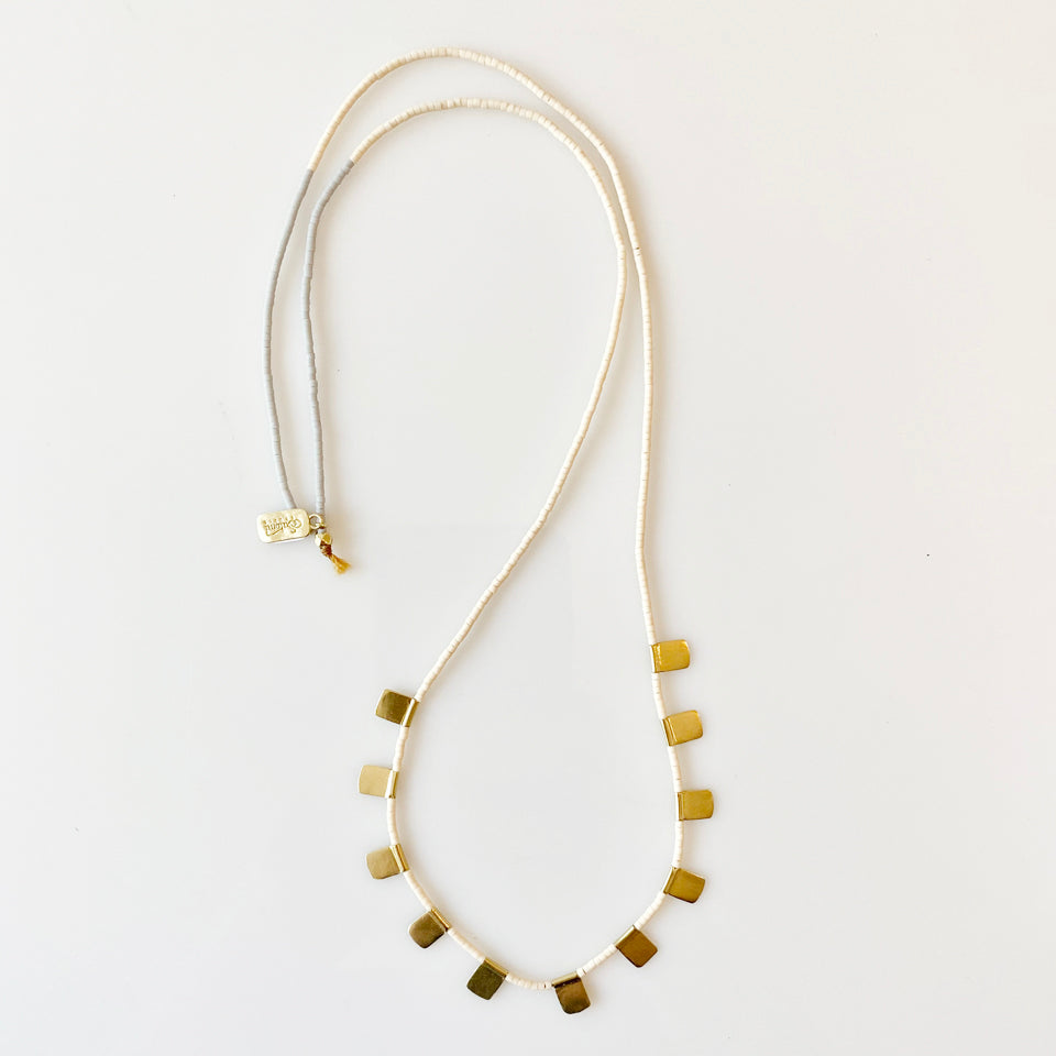 11 Prayer Flag Necklace - Cream
