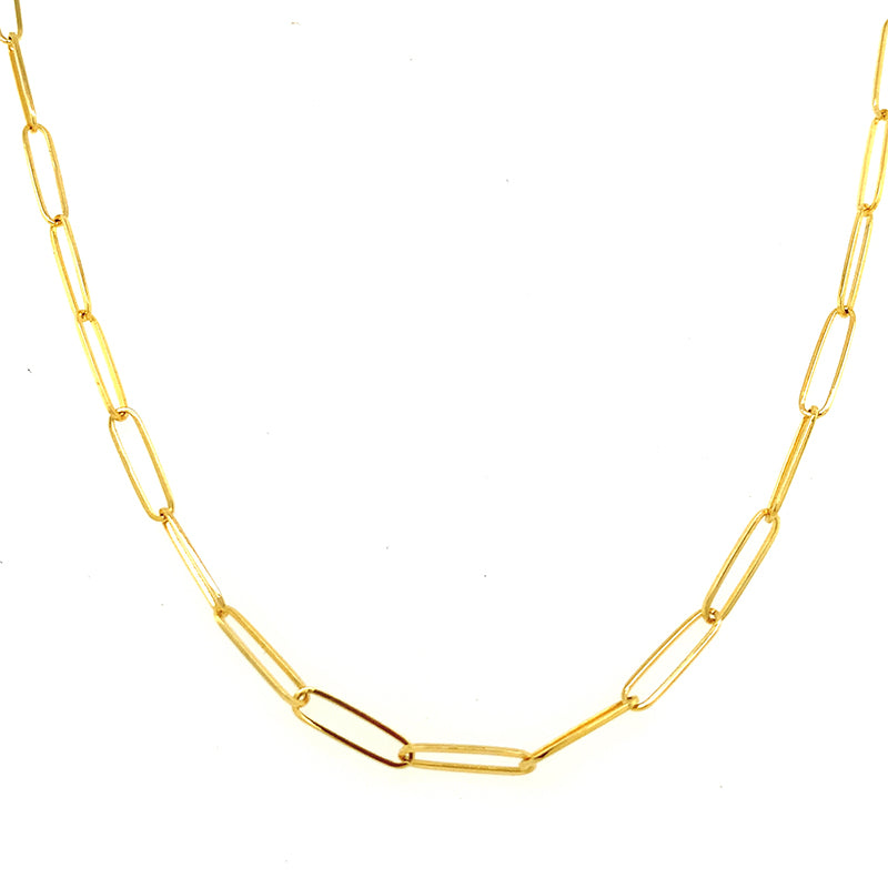 14k Paperclip Chain Necklace 16"