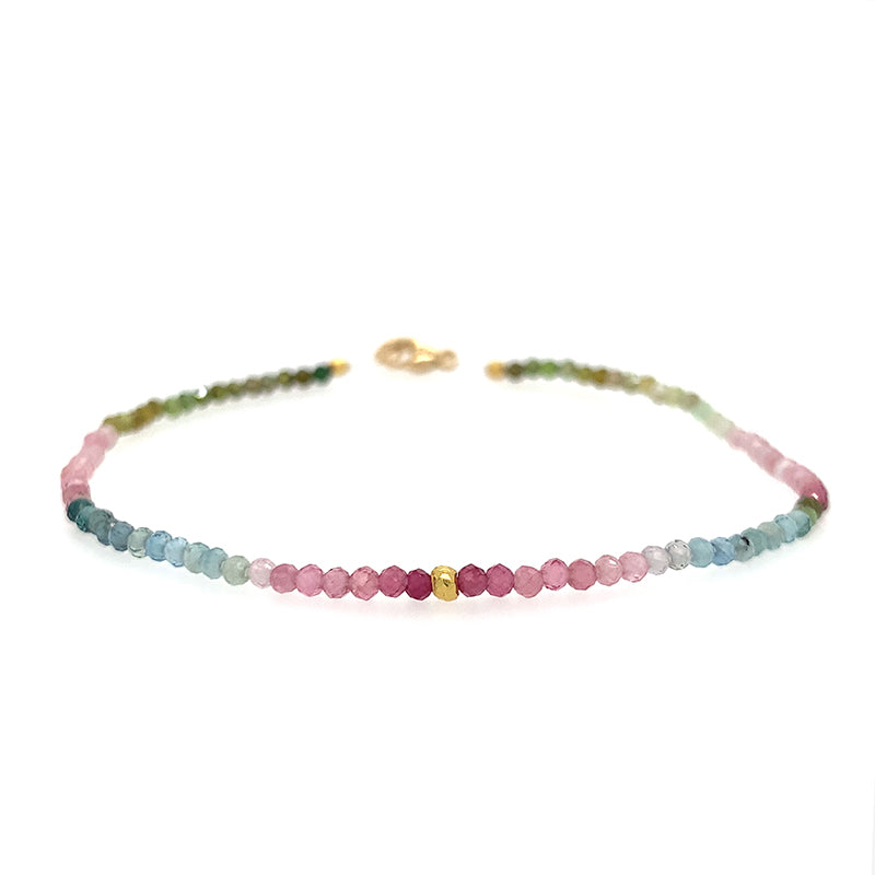 Ombre Tourmaline + 18k Bead Bracelet