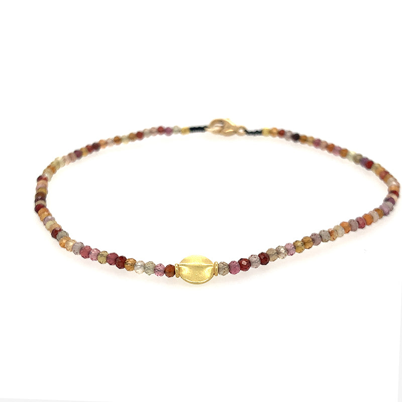 Burgundy Multi Sapphire + 18k Bead Bracelet