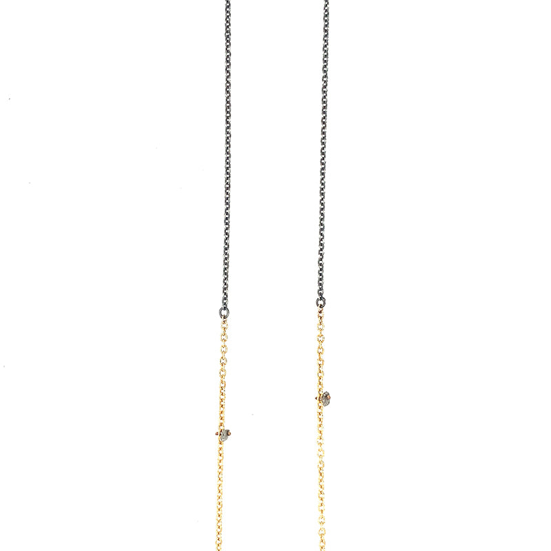 Raw Diamond Tassle Mixed Metal Necklace