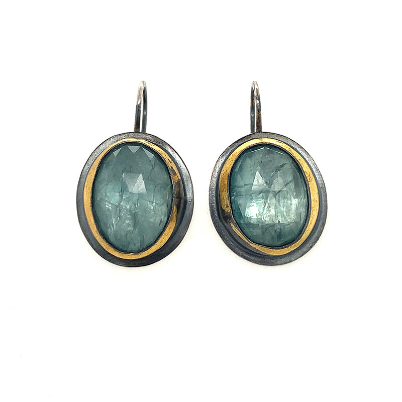 Latching Sky Blue Kyanite Oval Earrings