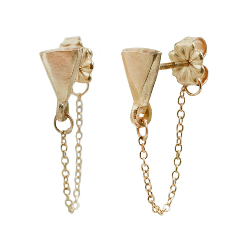 14k Triangle Studs - Chain Wrap