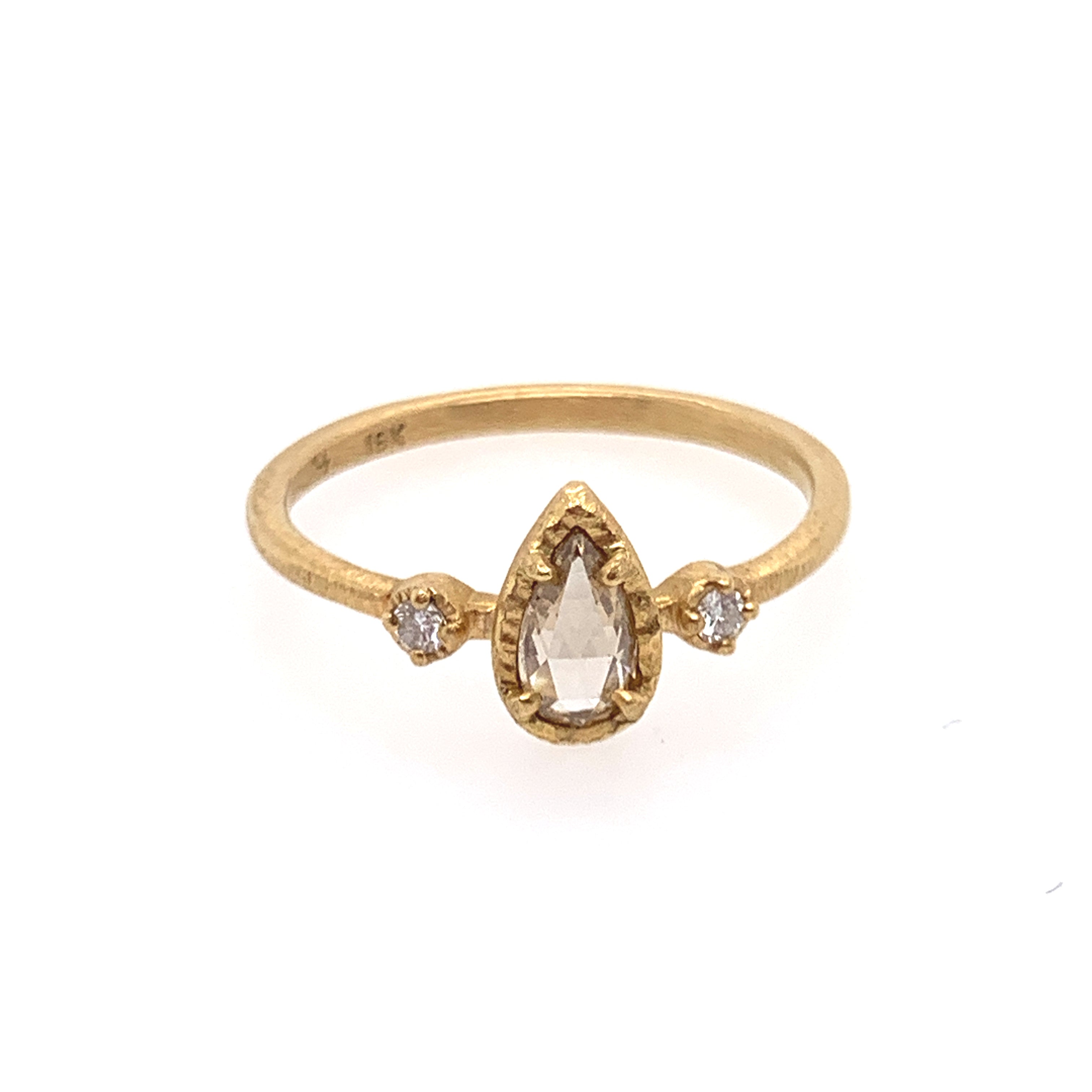 North-South Teardrop Champagne Diamond Ring