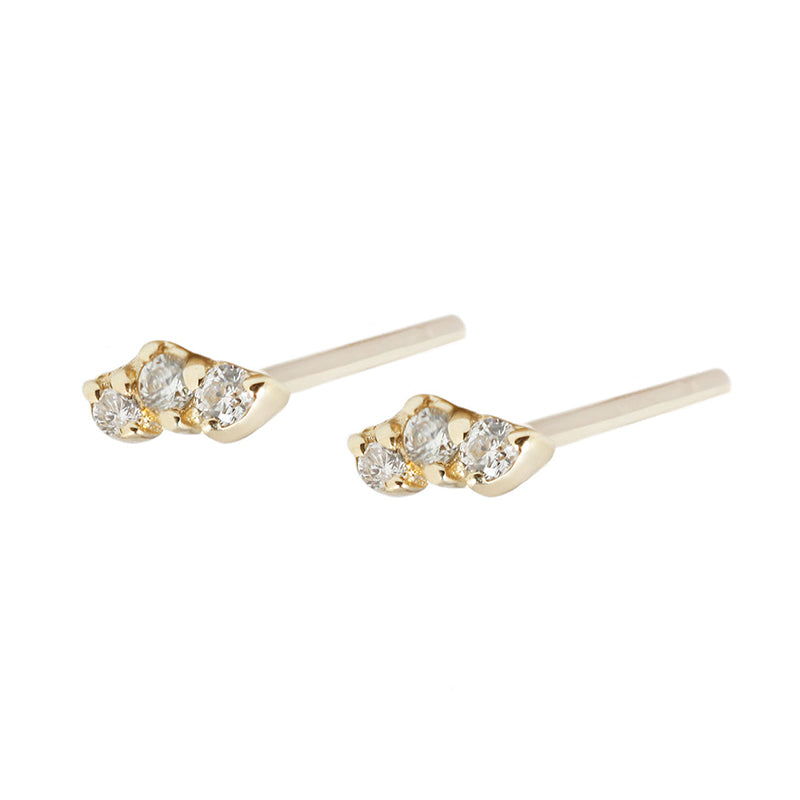 White Diamond Prong Trio Studs