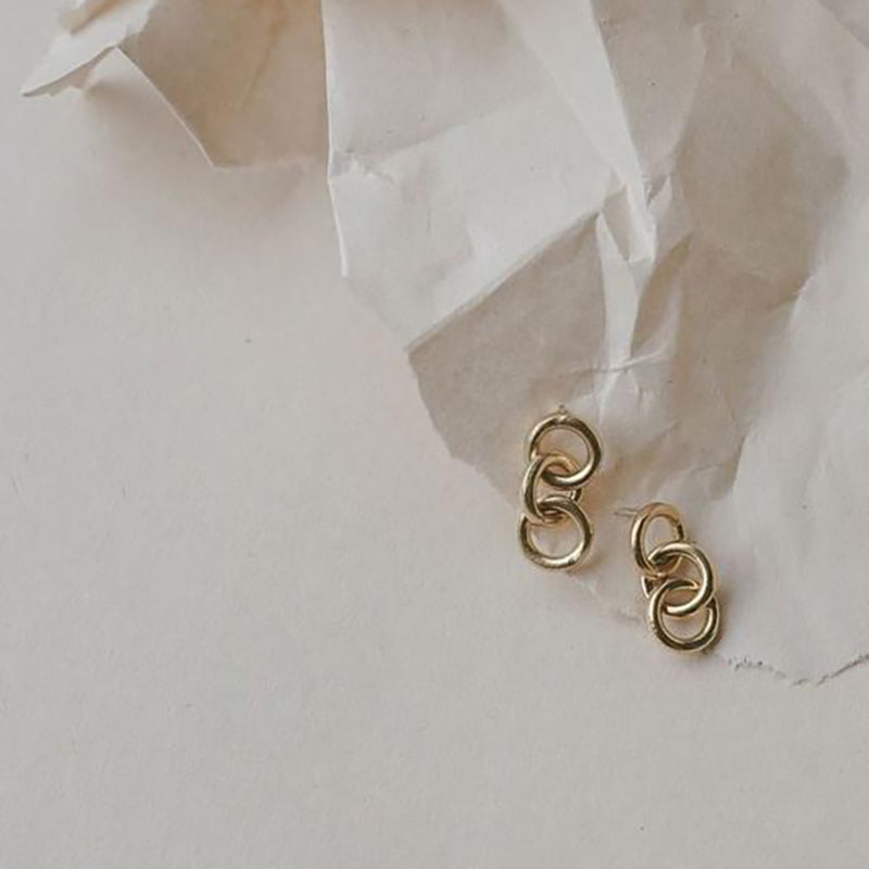 3 Link Stud Earrings