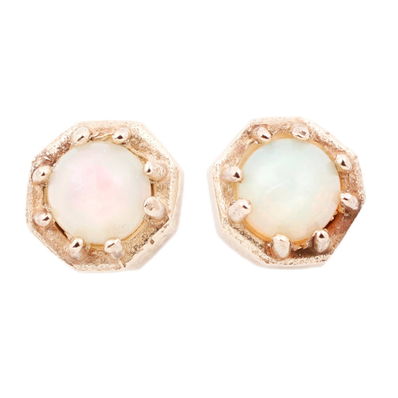14K Octagon Studs - Opal