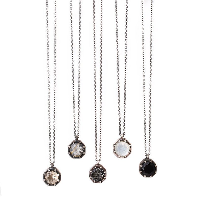 Large Octagon Pendant Necklace SS