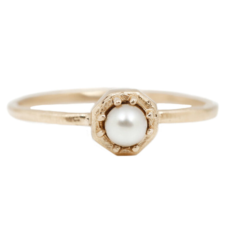 14k Tiny Octagonal Akoya Pearl Ring 25% OFF FINAL SALE