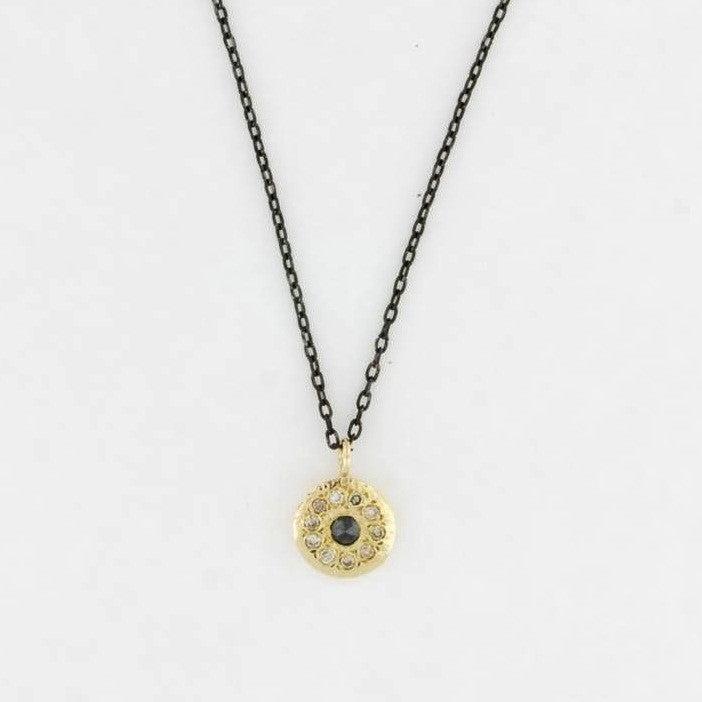14K Gold Disk Necklace with Diamonds - KESTREL