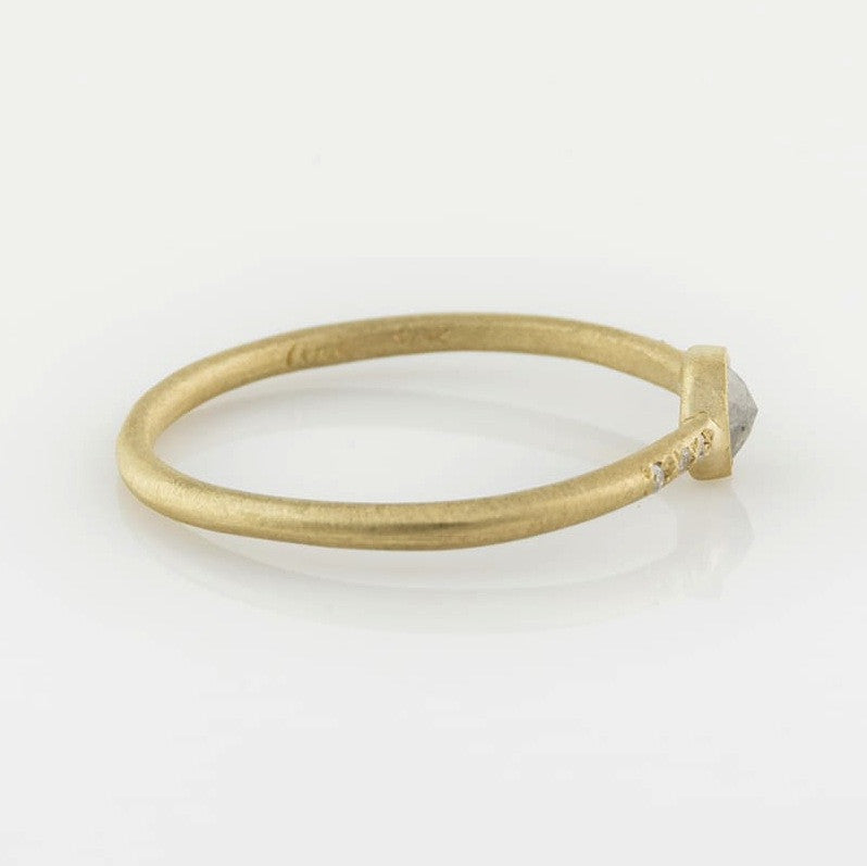 14K Rosecut Grey Diamond Ring w/ side diamonds - KESTREL