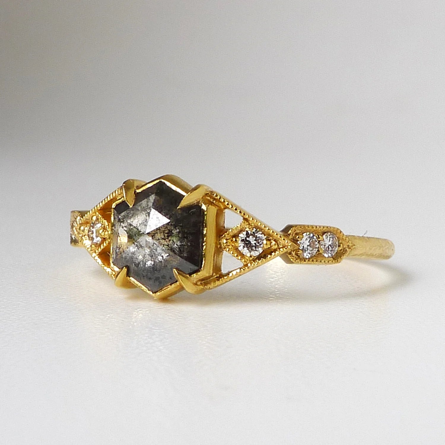 Casia Vestra Salt + Pepper Diamond Ring