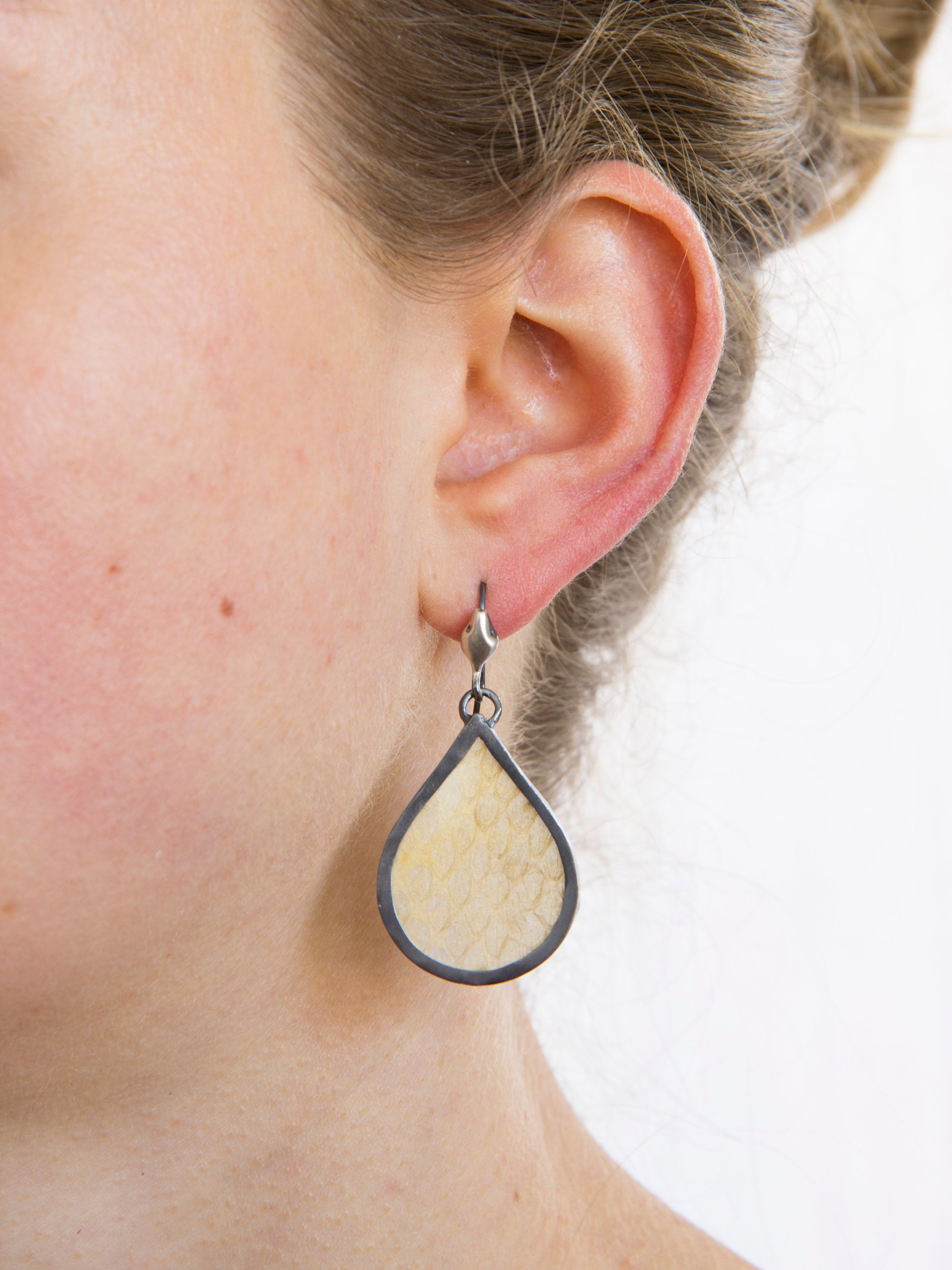Large Snake Teardrop Encasement Earrings
