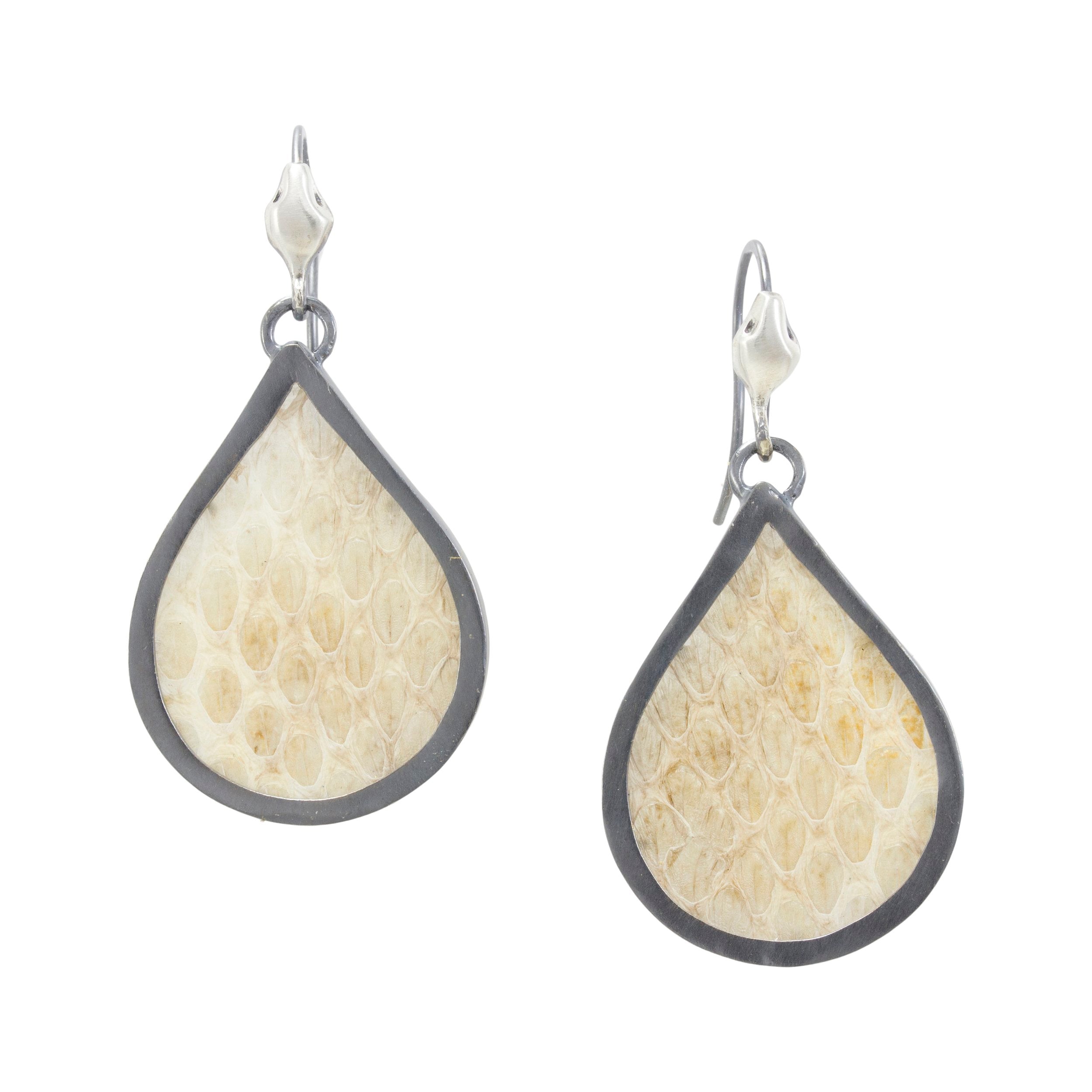 Large Snake Teardrop Encasement Earrings