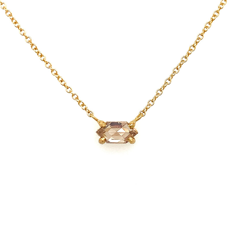 18K Peach Diamond Shield Necklace