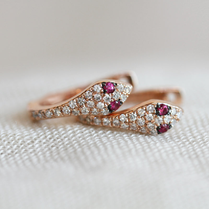 Rose Snake Huggies with Ruby Eyes - KESTREL