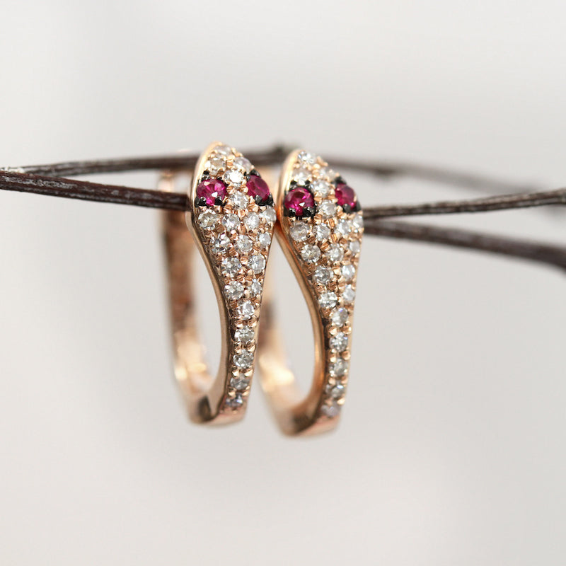 Rose Snake Huggies with Ruby Eyes - KESTREL