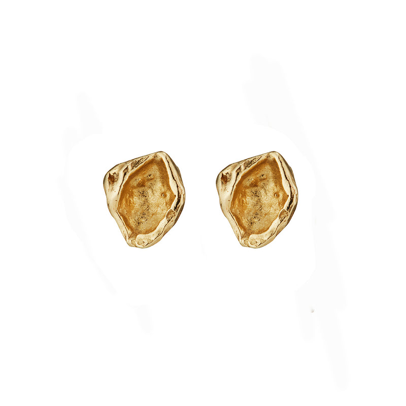 14k Tiny Concave Shard Studs