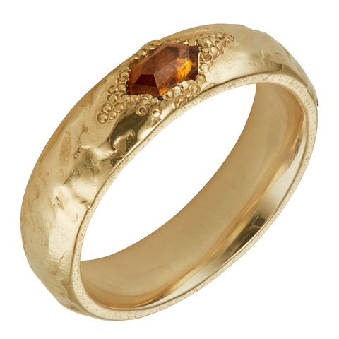 14k Yellow Hexagon Diamond Band