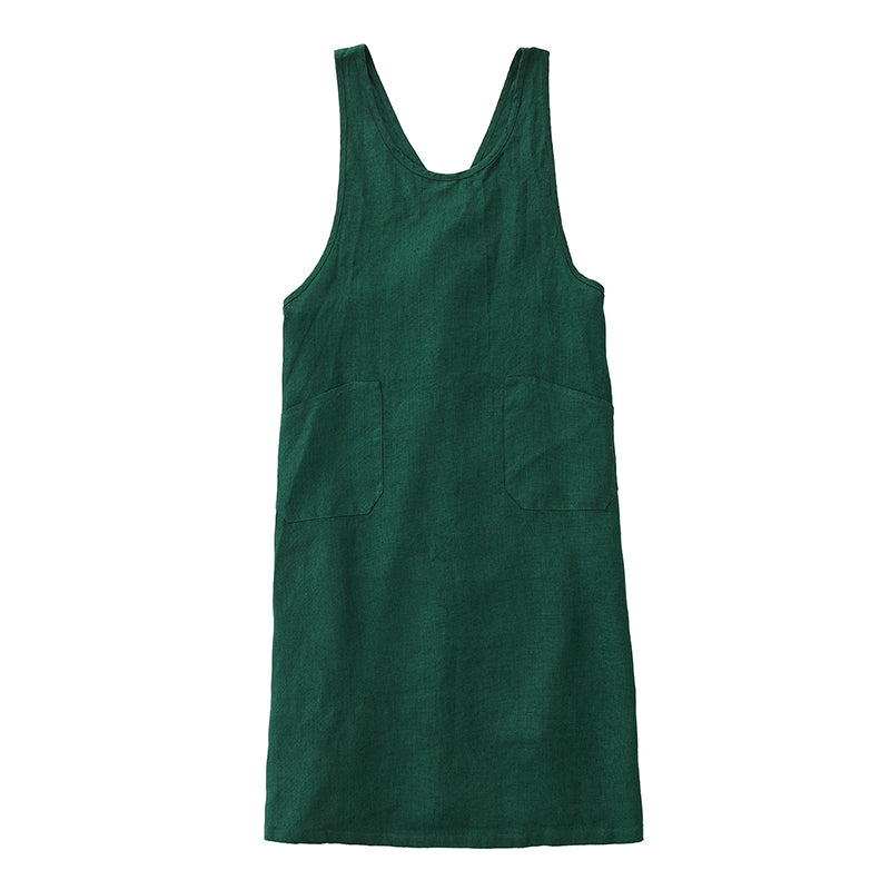 Linen Over Dress Apron (Vert Green)