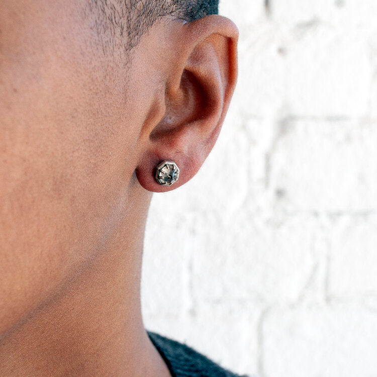 Octagonal Champagne Quartz Studs - KESTREL