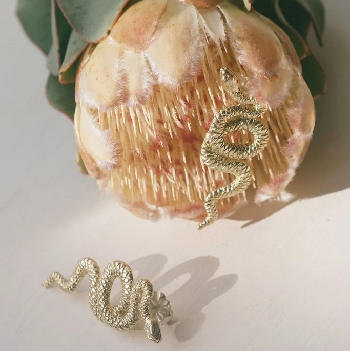 Brass Serpent Post Earrings