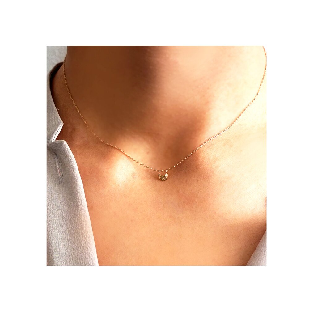 14k Small Rough Crescent Necklace