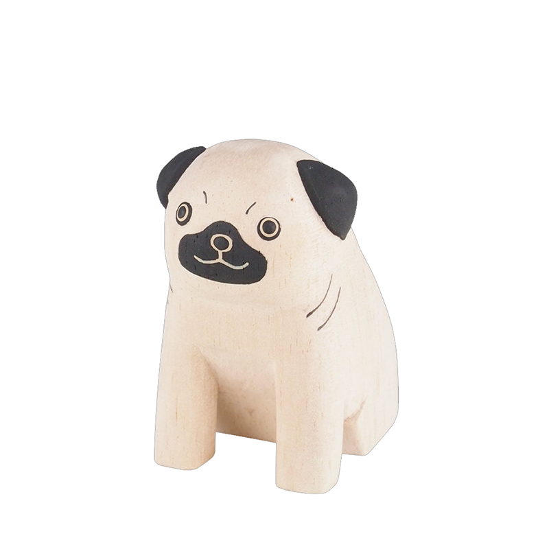 Tiny Wooden Pug Dog