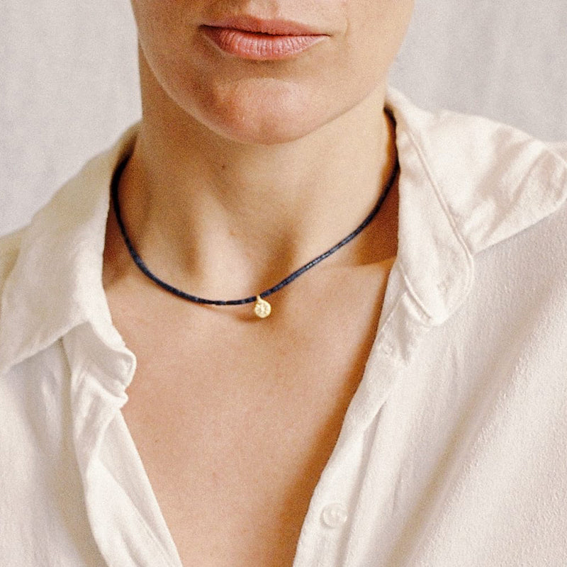 SALE - Petite Star Lapis Beaded Necklace