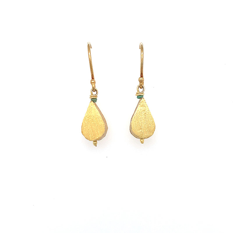 Golden Teardrop Earrings with Turquoise