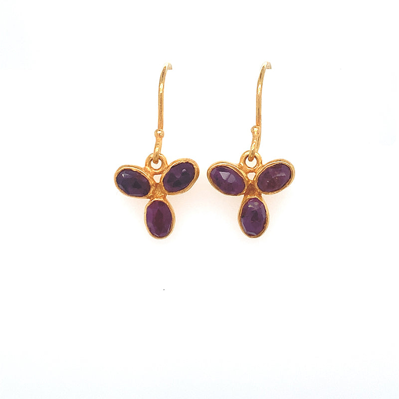 Ruby Flower Drop Earrings
