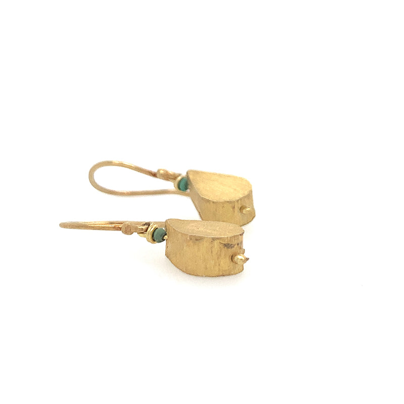 Golden Teardrop Earrings with Turquoise