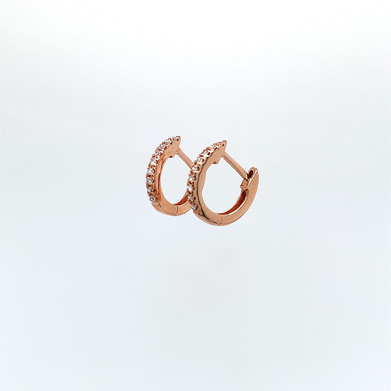 14k MINI Simple Huggies - RG White Diamonds