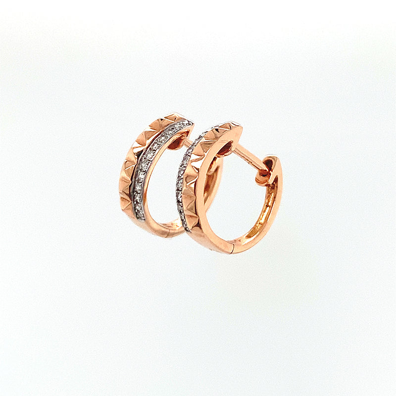 ** 14k RG Huggies - Studded w/ White Diamonds **