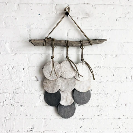 3 Strand Layered Disc White w/ Grey on Driftwood