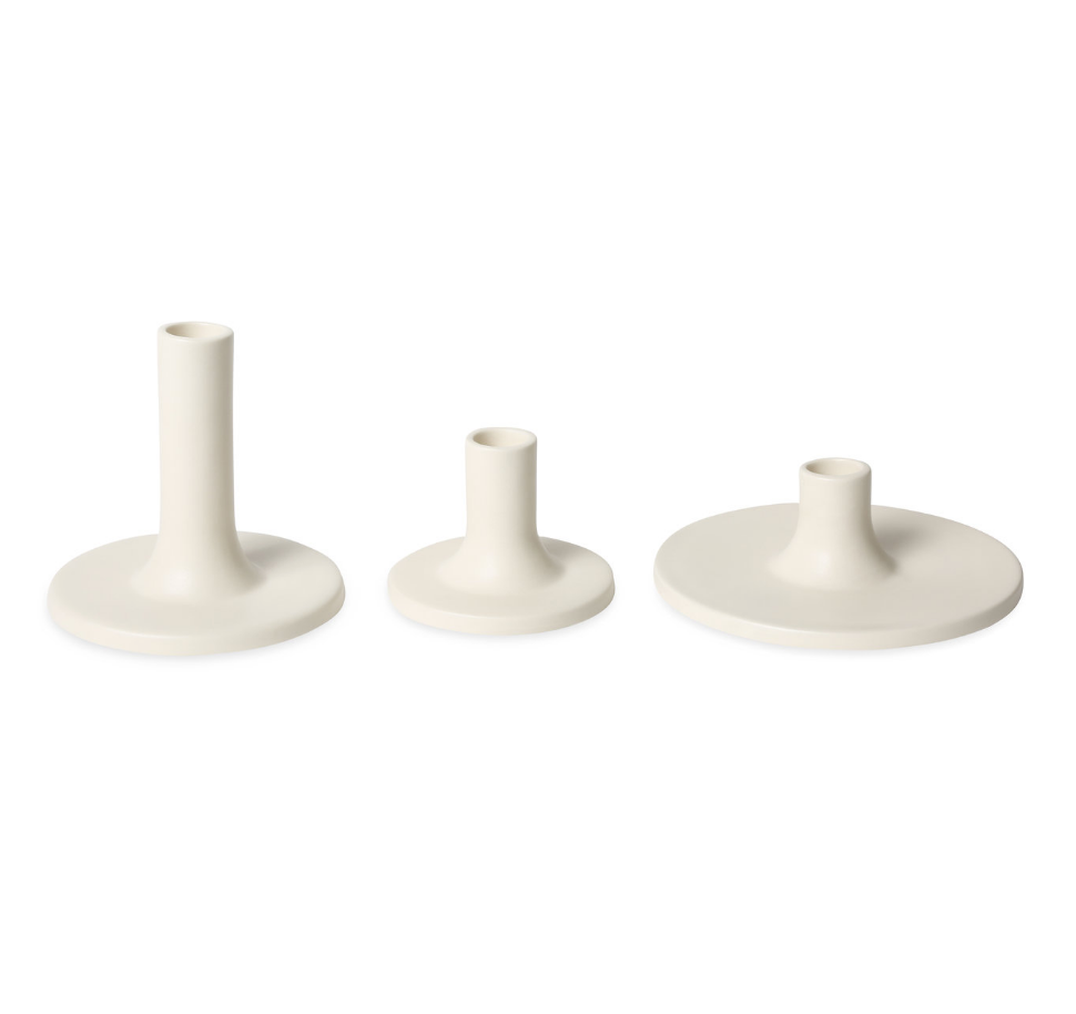 Medium Ceramic Taper Holder White