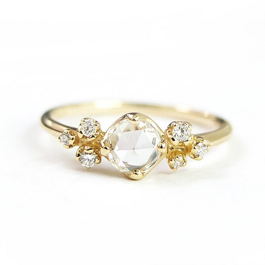 Rose Cut Diamond Cluster Ring