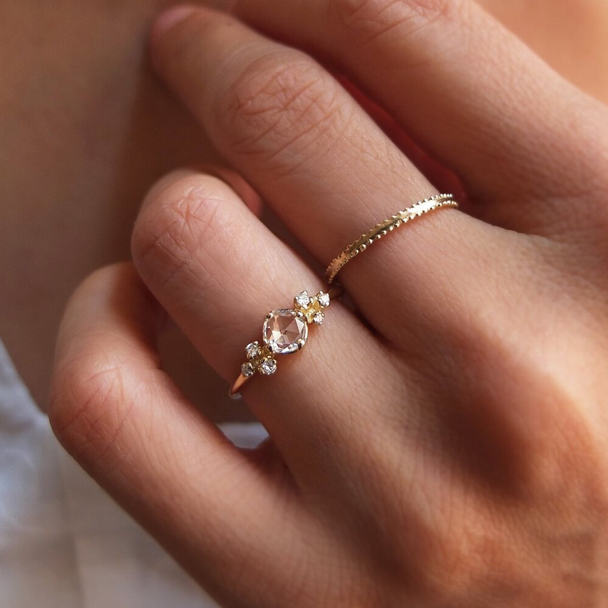 Rose Cut Diamond Cluster Ring