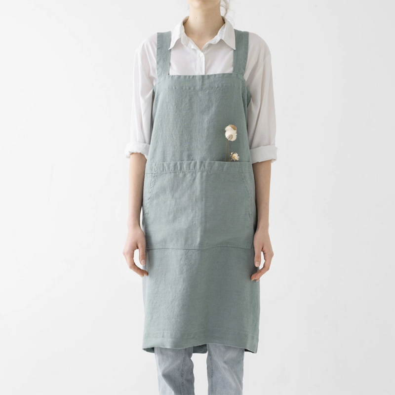 Linen Tales Pinafore Apron - Green Milieu