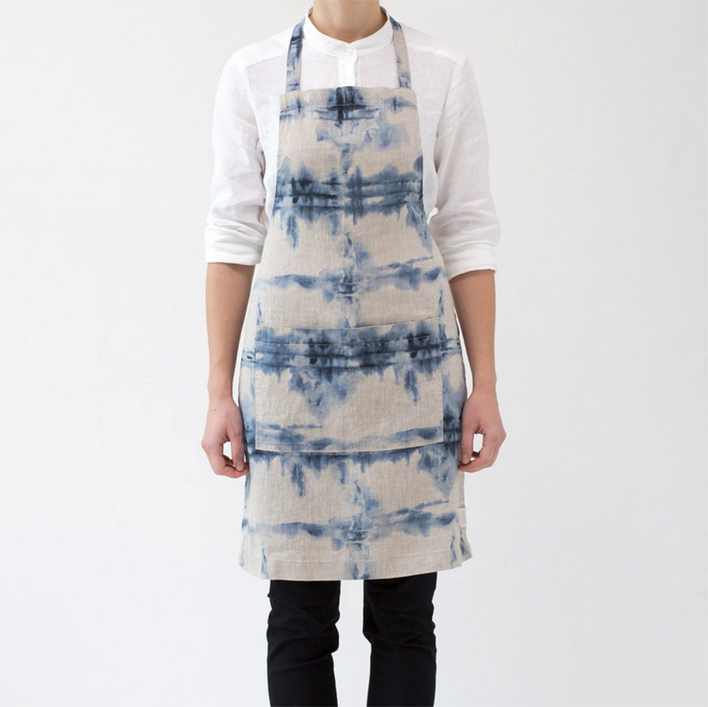 Linen Tales Daily Apron - Tie Dye Blue