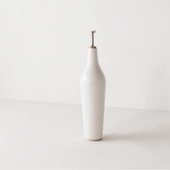 Minimal Oil Cruet Bottle - White Stoneware