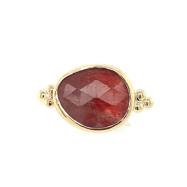 SS + 14K Andesine Ring w/ Beads